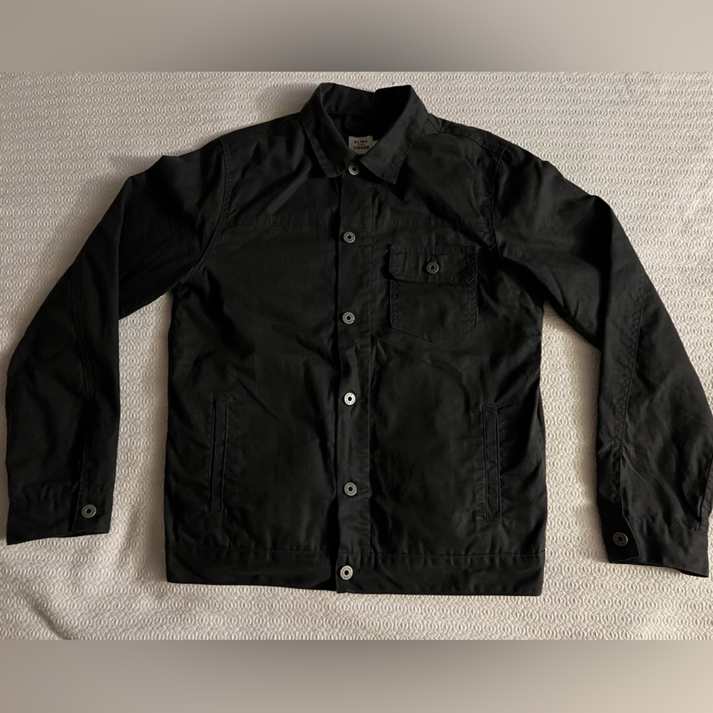 Flint and Tinder Waxed Trucker Jacket in Charcoal, like new.